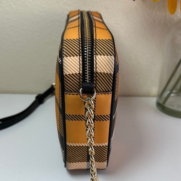 Michael Kors Plaid Crossbody Bag - Black, White, and Tan - Picture 5 of 12